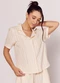 Sofie - Camisa Manga Curta com Textura Bordada Vermelho - variação: Branco