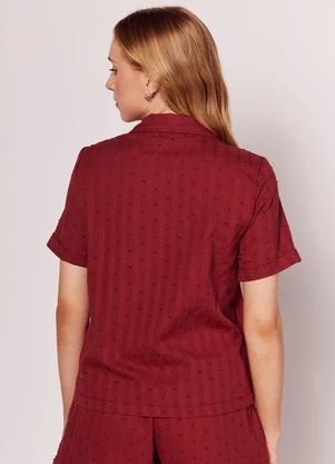Sofie - Camisa Manga Curta com Textura Bordada Vermelho - SOFIE