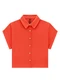 Lunender - Camisa Manga Curta em Viscose Cropped Laranja - variação: Laranja