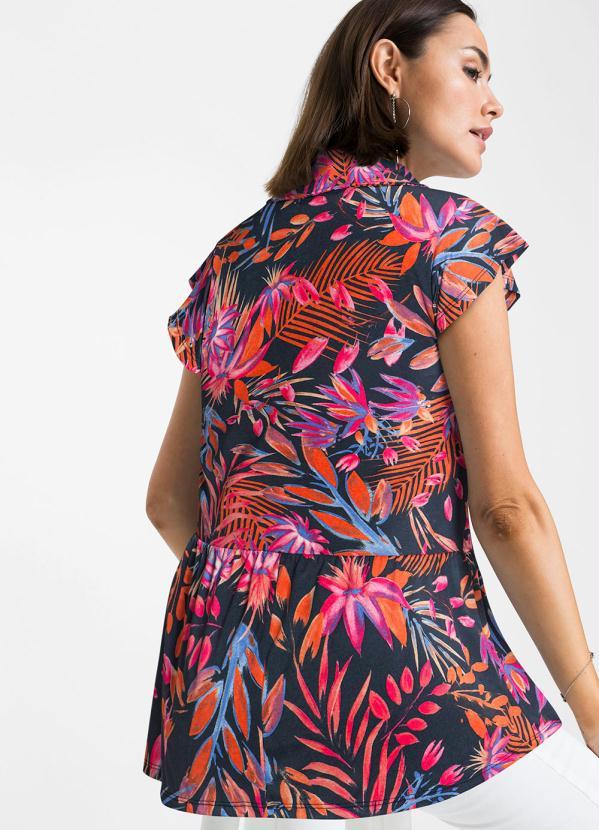 Queima Estoque - Camisa Manga Curta Folhagem Azul 2