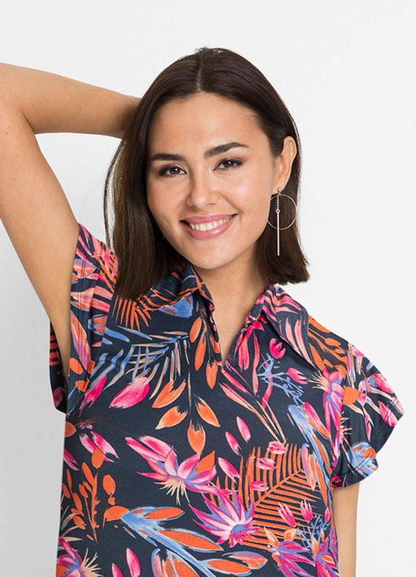 Queima Estoque - Camisa Manga Curta Folhagem Azul 3