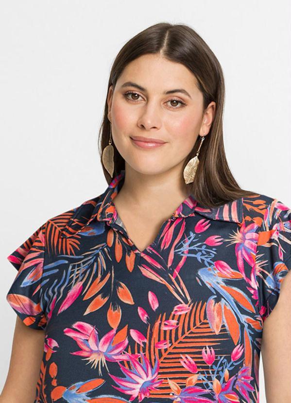 Queima Estoque - Camisa Manga Curta Folhagem Azul 7