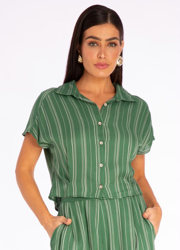 Doce Trama - Camisa Manga Curta Listrada Verde