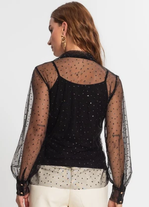 Endless - Conjunto Manga Longa com Blusa de Alça Preto - ENDLESS