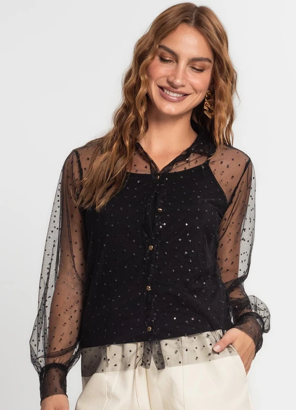 Endless - Camisa Manga Longa com Blusa de Alça Preto