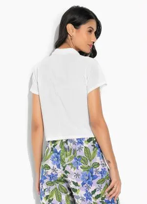 Moda Pop - Camisa Off White com Ombro Deslocado - MODA POP