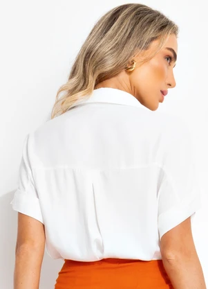 Quintess - Camisa Off White em Viscose Plana - QUINTESS