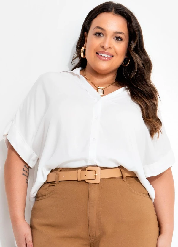 Quintess - Camisa Off White em Viscose Plana 13