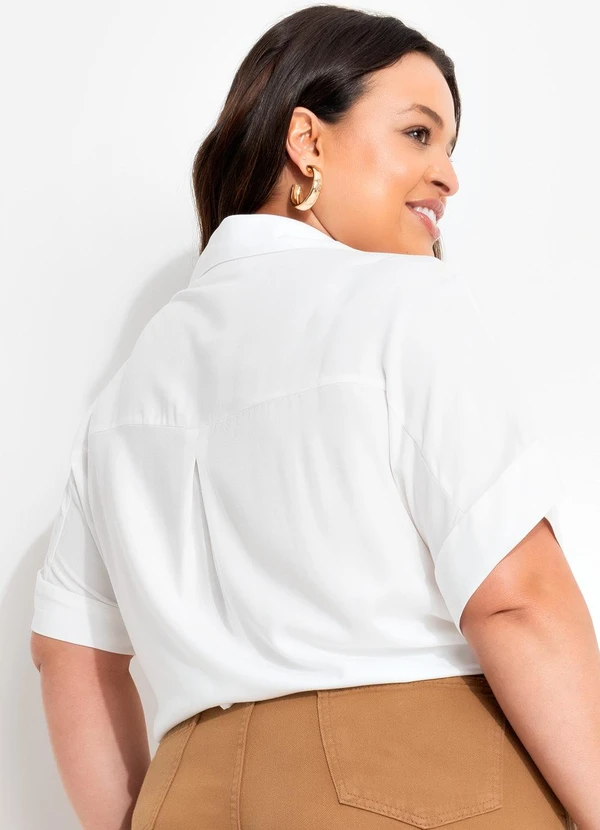 Quintess - Camisa Off White em Viscose Plana 14