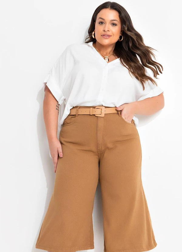 Quintess - Camisa Off White em Viscose Plana