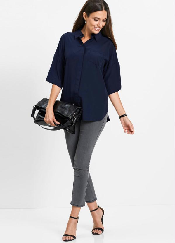 bonprix - Camisa Oversized Azul Marinho 3