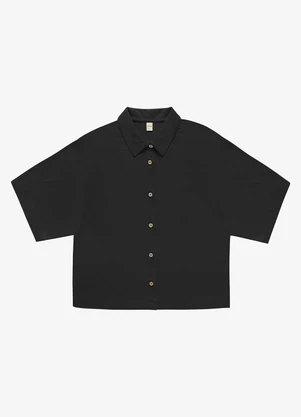 Rovitex - Camisa Oversized Visco Maquinetada Preto - ROVITEX