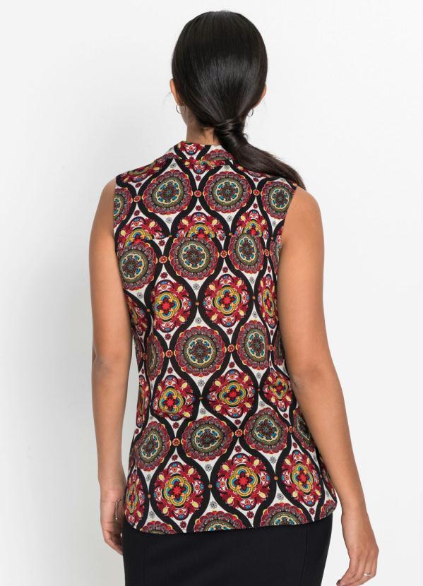 bonprix - Camisa Regata com Botões Estampada Branca 2