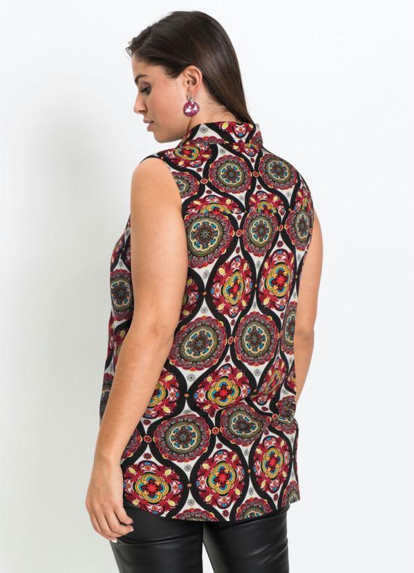 bonprix - Camisa Regata com Botões Estampada Branca 6