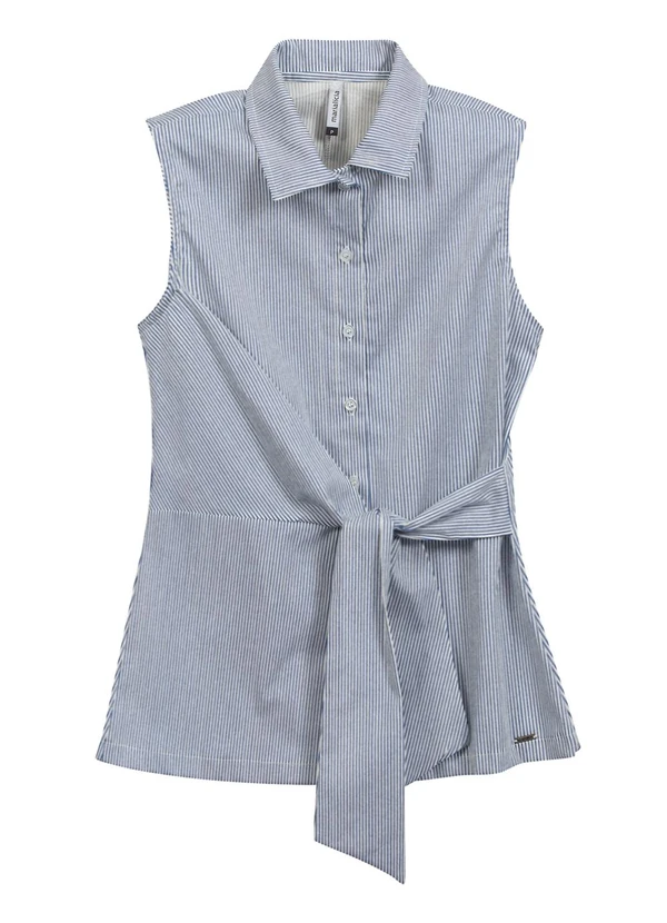 Marialícia - Camisa Regata Feminina Listrada Azul 4