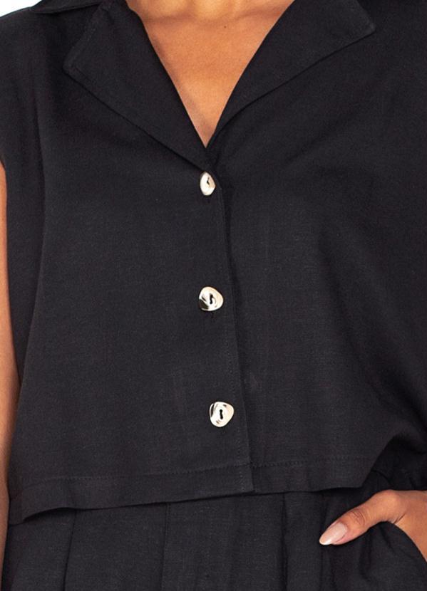 Hering - Camisa sem Manga de Botões Preto 6