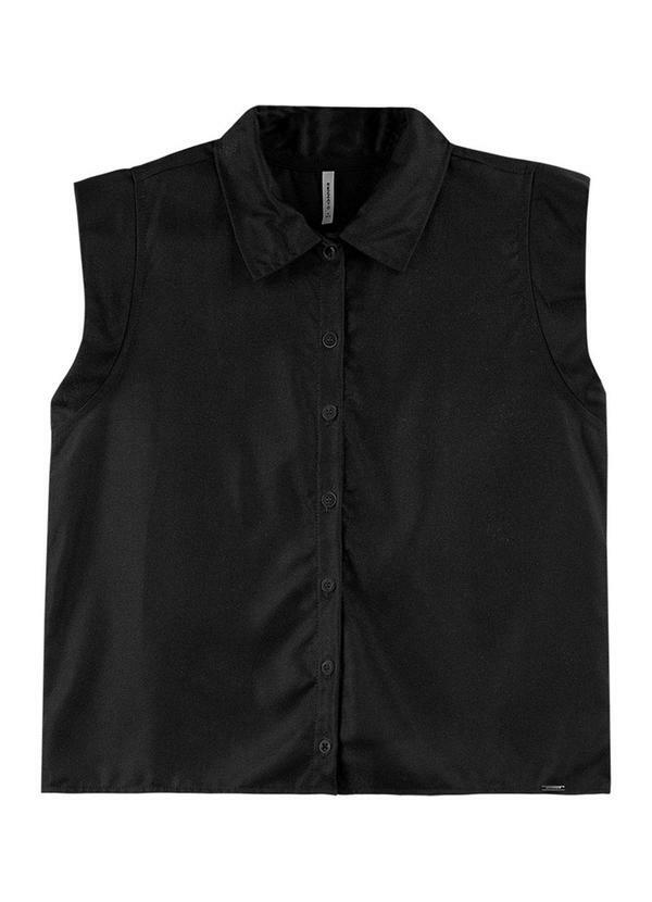 Rezzato - Camisa Social sem Manga Adulto Feminino Preto