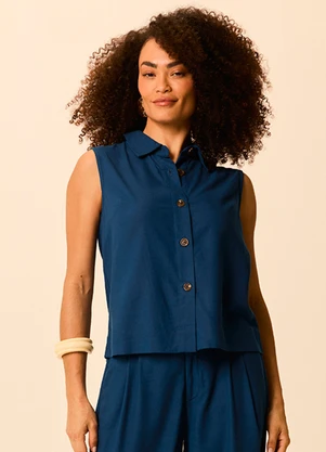 Malwee - Camisa Tradicional em Viscolinho Azul Escuro - MALWEE