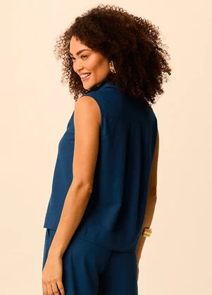 Malwee - Camisa Tradicional em Viscolinho Azul Escuro - MALWEE