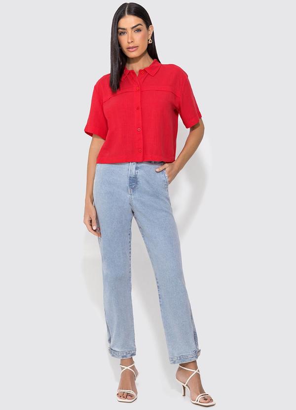 Enfim - Camisa Vermelha Box em Viscolinho 2