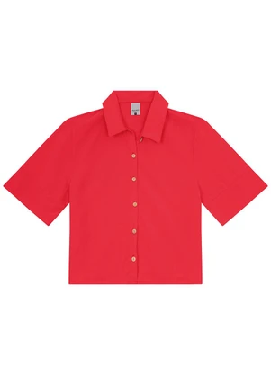 Malwee - Camisa Vermelha Feminina Box em Viscose - MALWEE