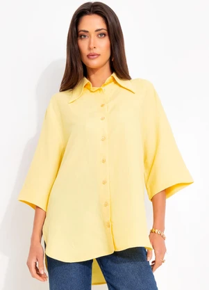 Colcci - Camisa Viscolinho Amarelo - COLCCI