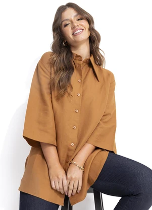 Colcci - Camisa Viscolinho Marrom - COLCCI