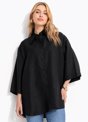 Colcci - Camisa Viscolinho Preto - COLCCI