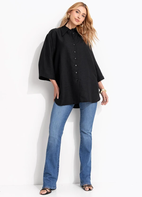 Colcci - Camisa Viscolinho Preto 7