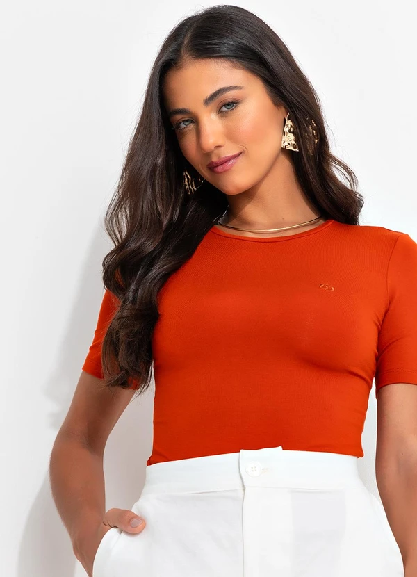 Colcci - Camiseta em Viscose Laranja 6