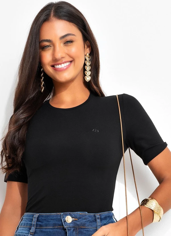 Colcci - Camiseta em Viscose Preto