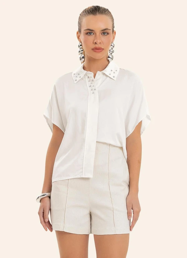Endless - Camiseta Feminina Viscose Khyara Acetinado Bege