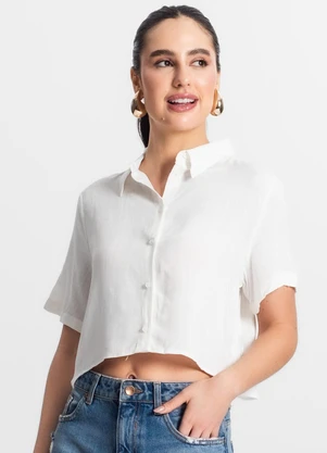 Select - Cropped Feminino com Botões Bege - SELECT