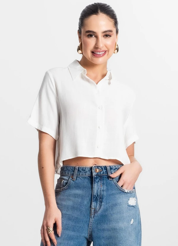 Select - Cropped Feminino com Botões Bege 4