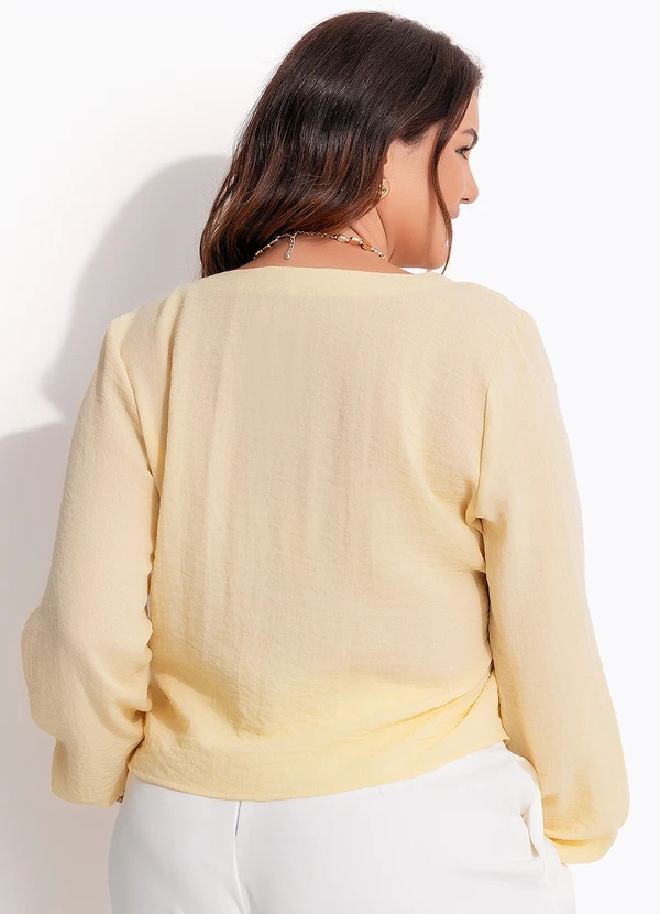 Quintess - Blusa Amarelo Manteiga em Tecido Gaze 15