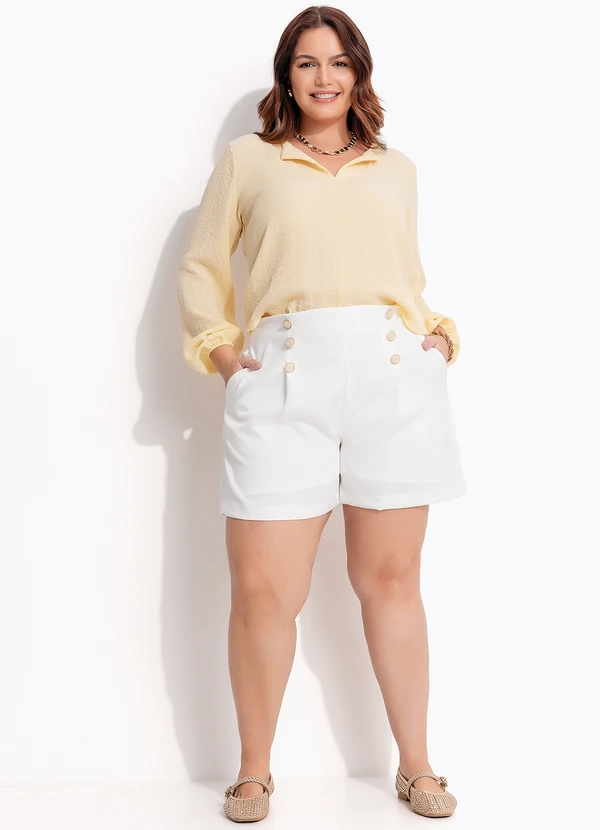 Quintess - Blusa Amarelo Manteiga em Tecido Gaze 16