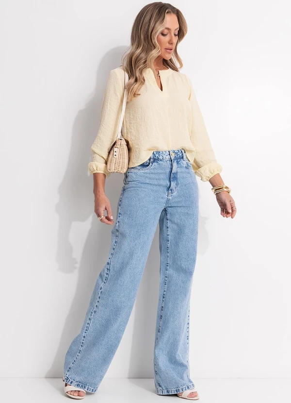 Quintess - Blusa Amarelo Manteiga em Tecido Gaze 9