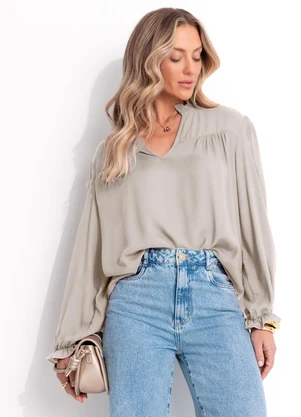 Quintess - Blusa Areia em Viscose Plana - QUINTESS