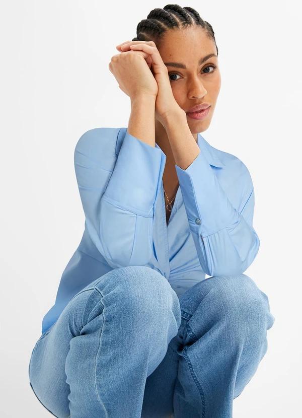 bonprix - Blusa Azul Claro em Tricoline 4