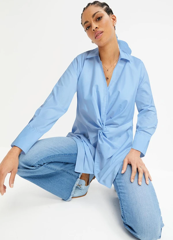 bonprix - Blusa Azul Claro em Tricoline 5