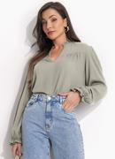 Blusa Bege em Viscose Plana