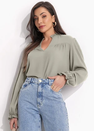 Quintess - Blusa Bege em Viscose Plana - QUINTESS