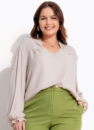 Quintess - Blusa Bege em Viscose Plana - QUINTESS