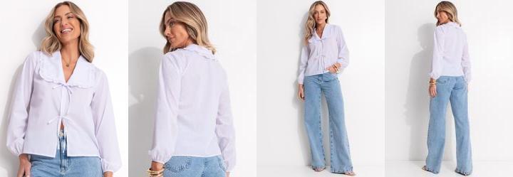Blusa Branca em Tricoline