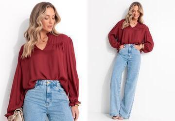 Blusa Burgundy em Viscose Plana