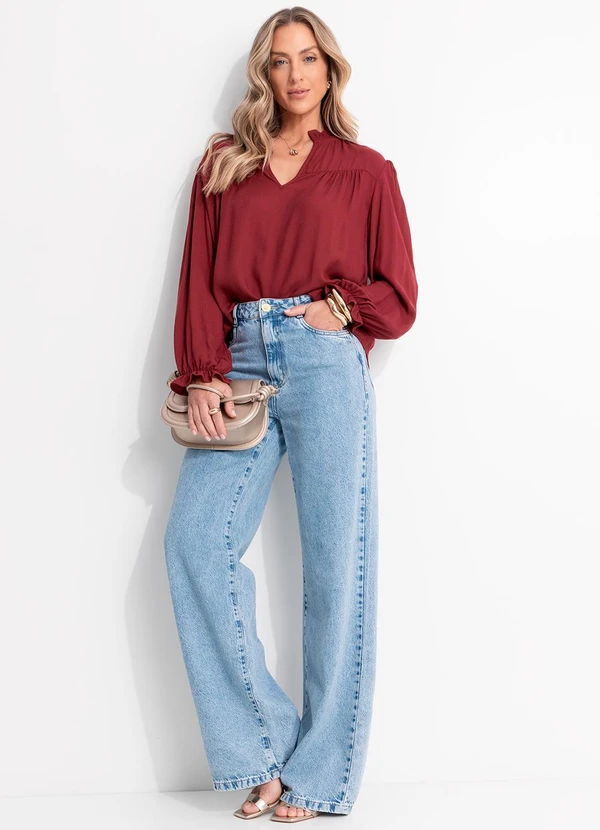 Quintess - Blusa Burgundy em Viscose Plana 3