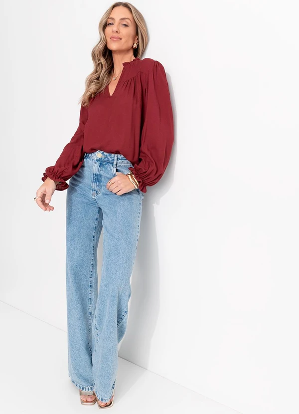 Quintess - Blusa Burgundy em Viscose Plana 5