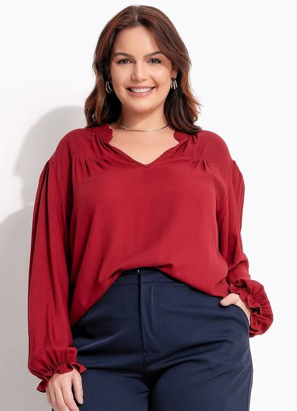 Quintess - Blusa Burgundy em Viscose Plana 7