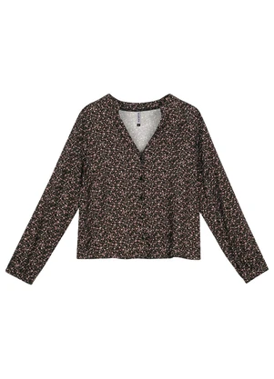 Marialícia - Blusa Feminina Floral Delicada Preto - MARIALÍCIA