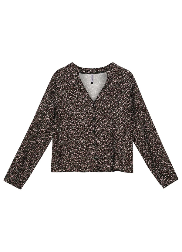 Marialícia - Blusa Feminina Floral Delicada Preto 1